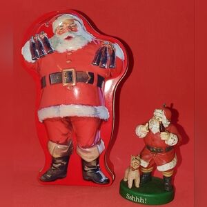Vintage Coca-Cola Santa Claus 🎅 Duo - Tin and Ornament